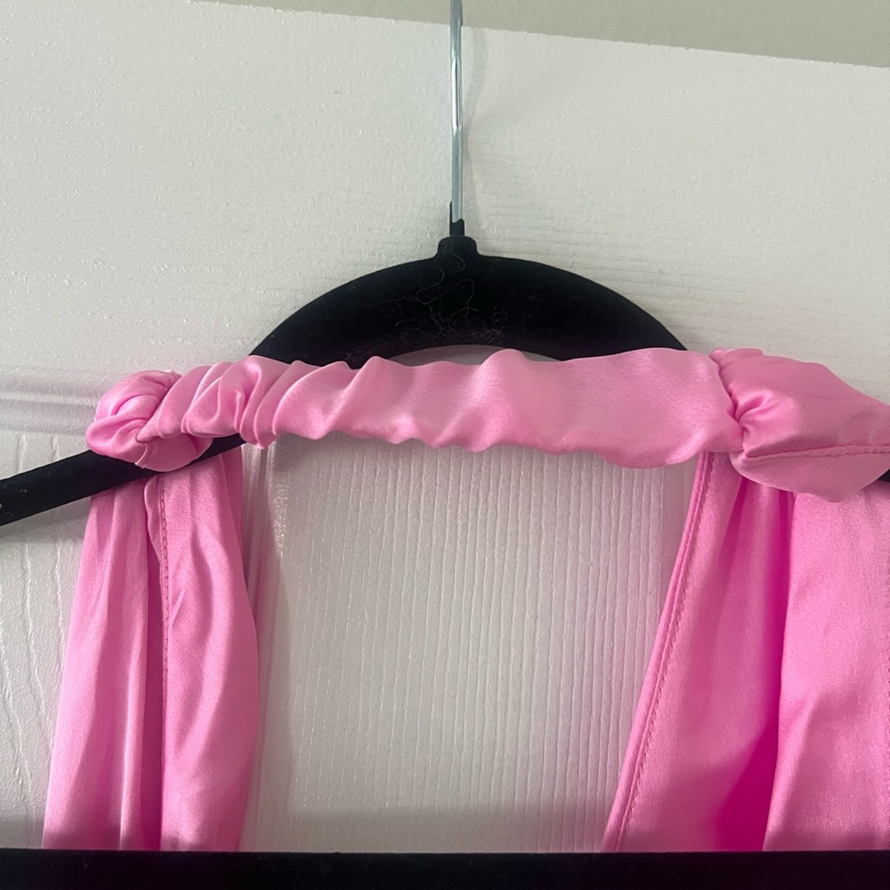 Show Me Your Mumu Jasmine Halter Mini Dress in Pink Luxe Satin size Large - Picture 6 of 8